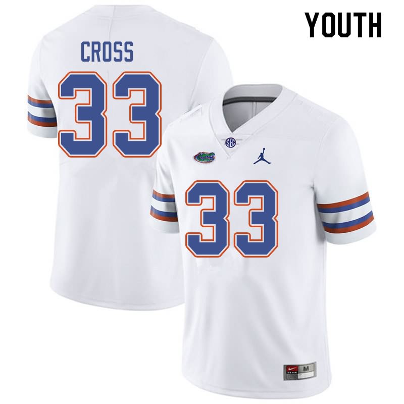 Youth NCAA Florida Gators Daniel Cross #33 Stitched Authentic Jordan Brand White College Football Jersey DYG3665JX